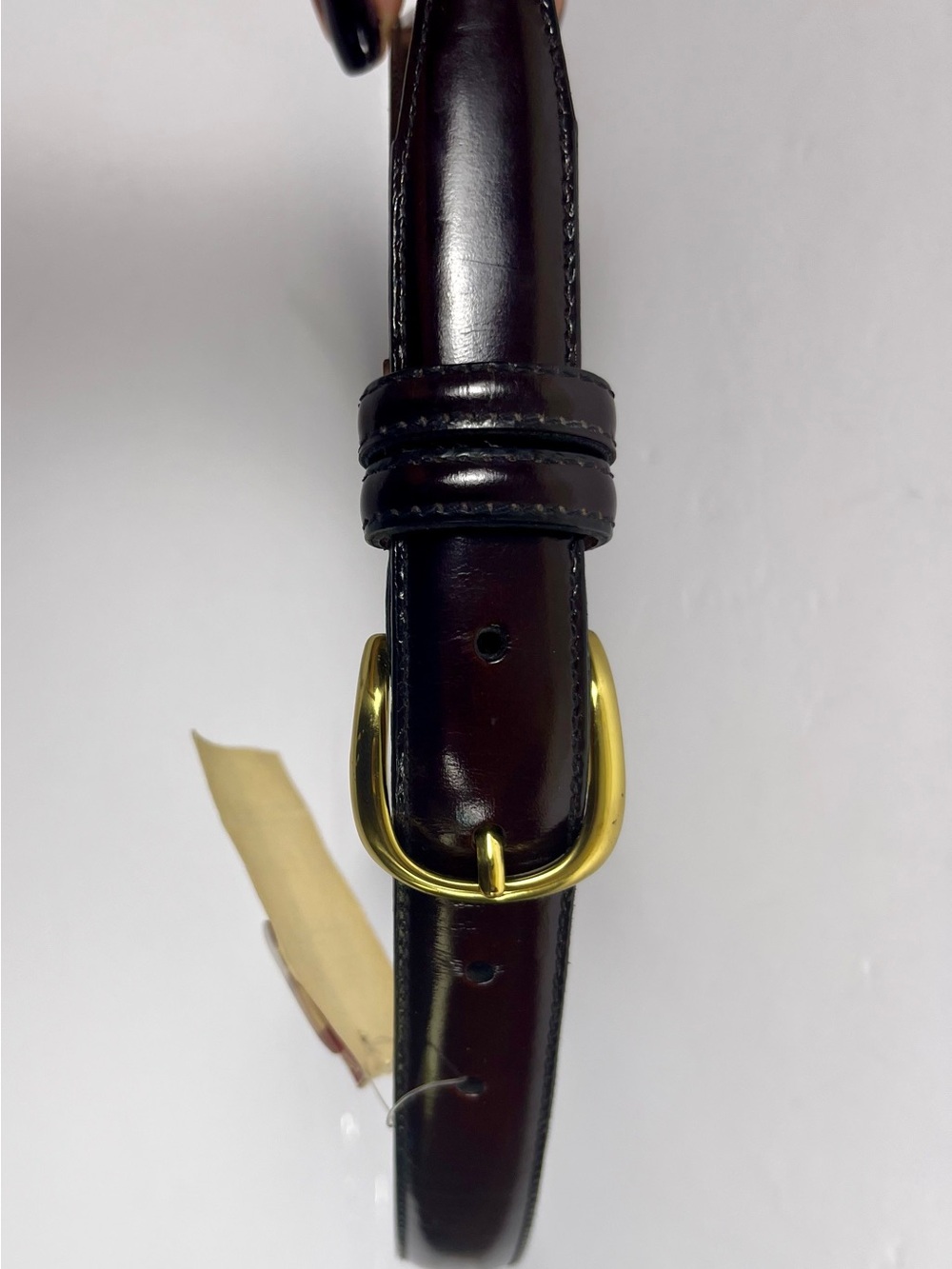 NWOT Classic Brown Split Cowhide Leather Dress Belt Gold Brass Buckle Men 34 -